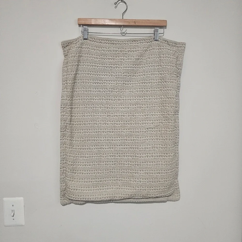 Crate and Barrel Tessa Standard‎ Sham Flax Beige Waffle Weave Linen Blend Modern